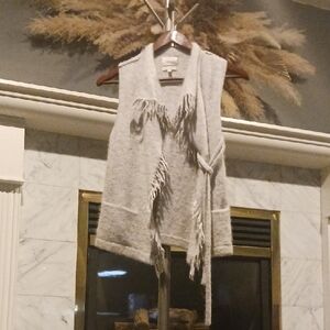 Wilfred Free Fei Fei Grey Fringe Wool Alpaca Blend Vest With BELT!